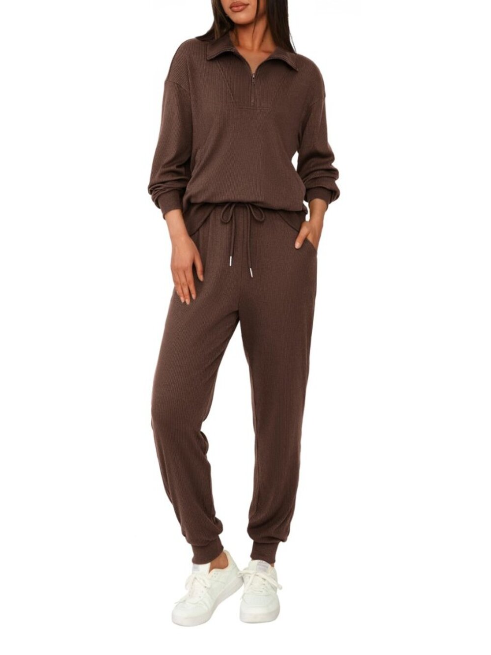 Women's 2 Piece Tracksuit Fall Outfits 2026 Long Sleeve Half Zip Sweatshirt